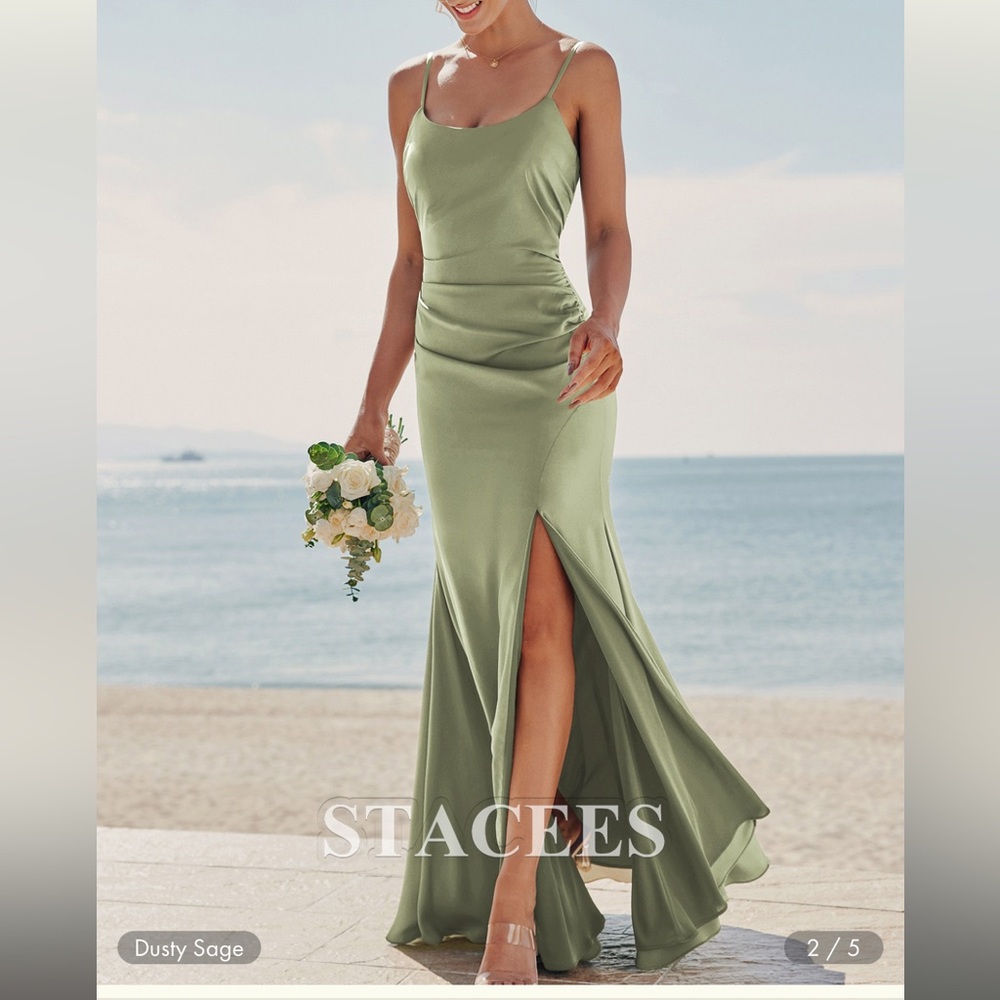 Satin Bridesmaid/Formal Gown in Sage Green